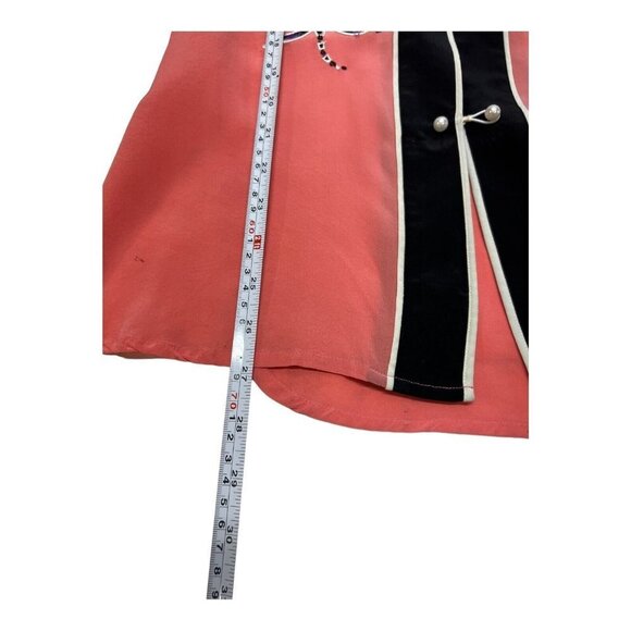 Vtg Bob Mackie Wearable Art Womens S Dragonfly Pink Mandarin Collar Silk Blouse - Picture 7 of 9